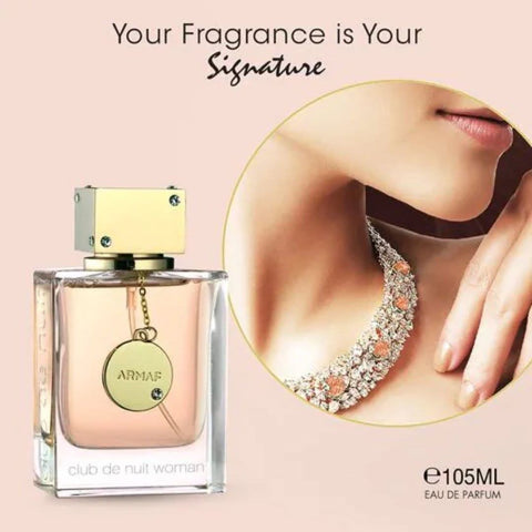 Three bottles of Armaf Club De Nuit Women Eau de Parfum Spray, 105ml each, in a value pack with elegant perfume bottles.