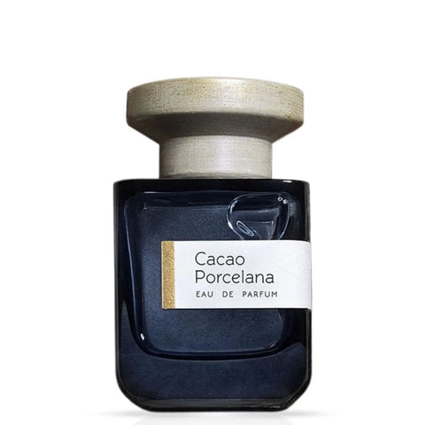 Atelier Materi Cacao Porcelana Eau de Parfum spray bottle, 100ml, with elegant packaging and a sleek glass design.