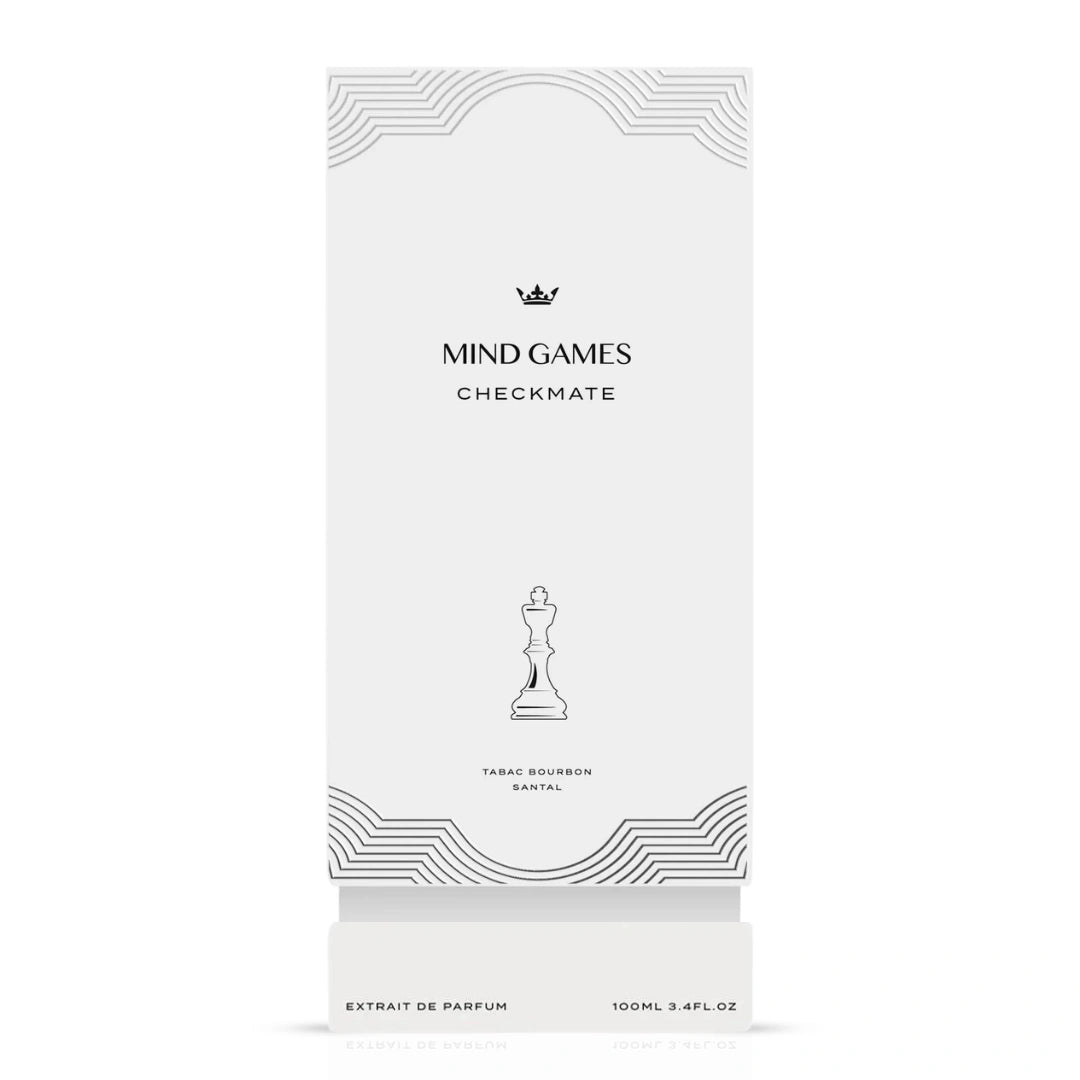 Checkmate Extrait de Parfum Spray by Mind Games, 100ml EDP bottle with sleek packaging and elegant design.