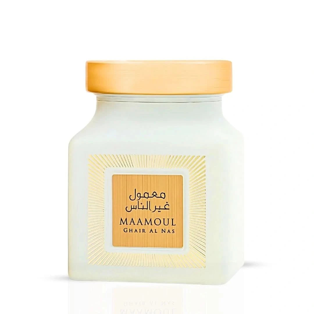 Rasasi Maamoul Ghair Al Nas Bakhoor 150g, aromatic traditional incense in a decorative container, used for fragrance and ambiance.