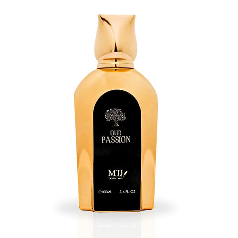 MTJ Oud Passion Eau de Parfum spray 100ml bottle, featuring elegant packaging and a luxurious oud fragrance.