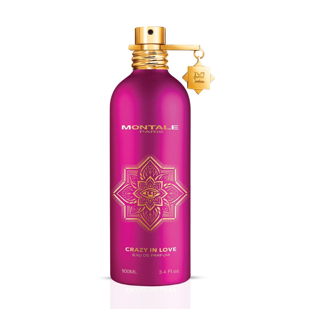 Montale Crazy In Love Eau de Parfum spray 100ml bottle, sleek design, with the fragrance's elegant packaging visible.