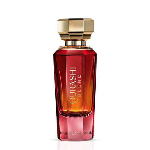 Al Qurashi Blend Royal Eau de Parfum spray by ASQ, 90ml, featuring elegant packaging and floral, woody scent notes.