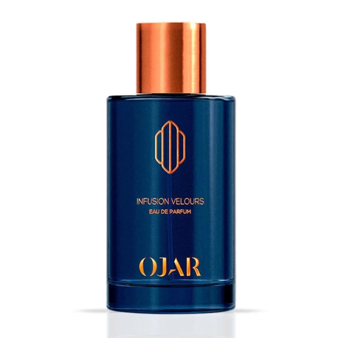 Ojar Infusion Velours Eau De Parfum spray bottle, 100ml, with elegant packaging and floral fragrance design.