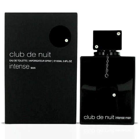Armaf Club De Nuit Intense men EDT and women EDP spray bundle, 105ml bottles with sleek packaging, suitable for both genders.