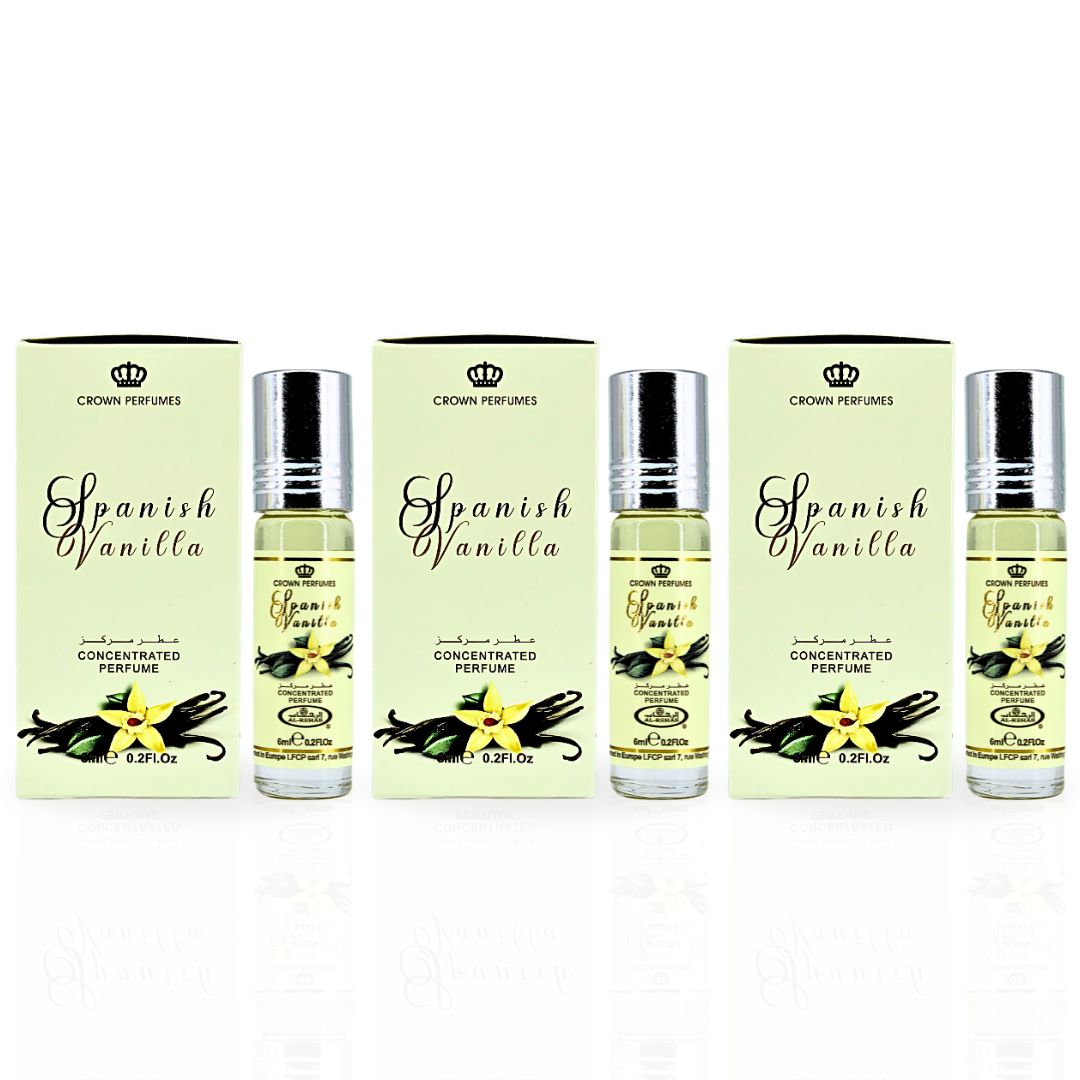 Spanish Vanilla Perfume Oil CPO 6ML (0.2 OZ) By Al Rehab | Long Lasting, Sweet Vanilla Scent. (PACK OF 3) - Intense Oud