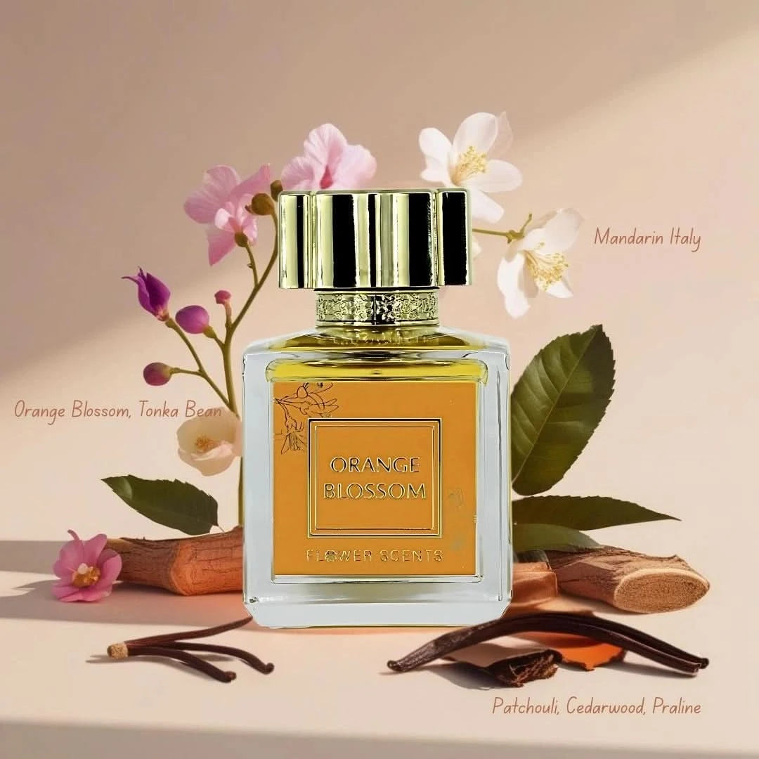Flower Scents Orange Blossom & Mimosa Glow Eau de Parfum bundle with three 65ml spray bottles featuring floral fragrance designs.
