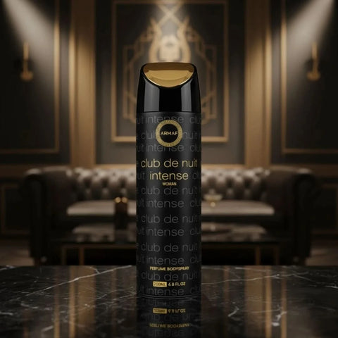 Armaf Club De Nuit Intense Woman deodorant spray 200ml bottle with a sleek design and label showing the brand and product name.