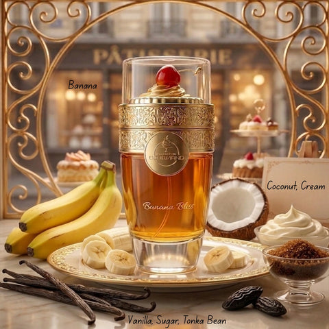 Intense Oud perfume bundle with Banana Bliss and Choco Musk Eau de Parfum sprays in 100ml bottles, featuring vibrant bottle designs.