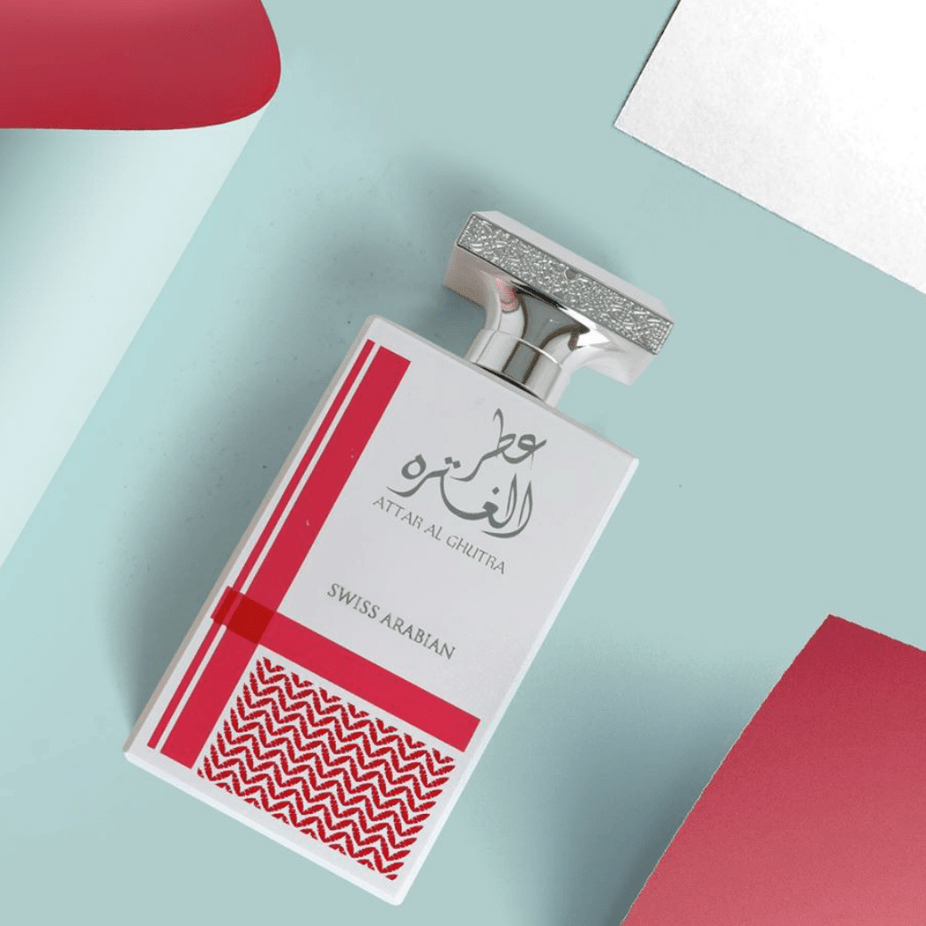 Swiss Arabian Attar Al Ghutra Men EDP perfume bottle, 100ml, with elegant packaging and a sleek design.
