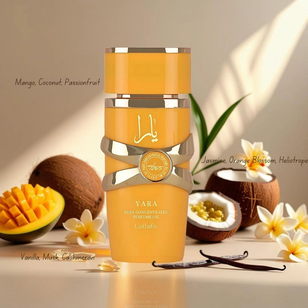 Yara Tous Concentrated Perfume Oil 20ml (0.67 oz) by Lattafa | Exotic Fruits Meet Soft Florals & Warm Sensuality - Intense Oud