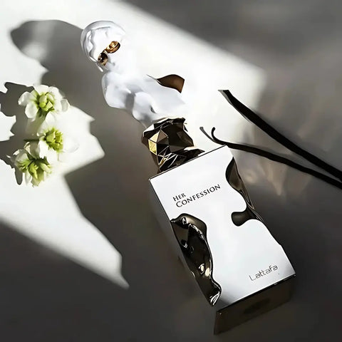 Her Confession Eau De Parfum Spray 100ML (3.4 OZ) by Lattafa | A Captivating Fusion of Cinnamon, White Florals & Musk, Finished with Rich Vanilla. - Intense Oud