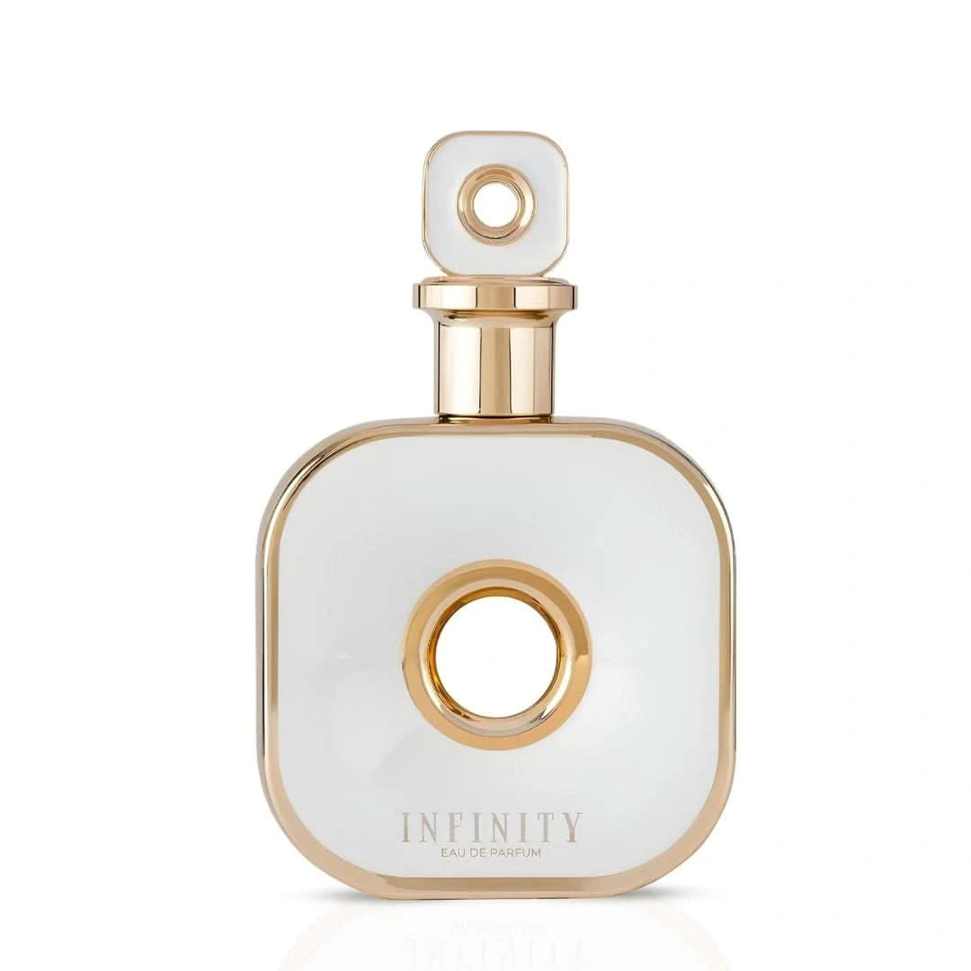 Infinity Gold Eau de Parfum Spray by Armaf, 105ml, featuring the elegant gold bottle and sleek design, ideal for sophisticated scents.