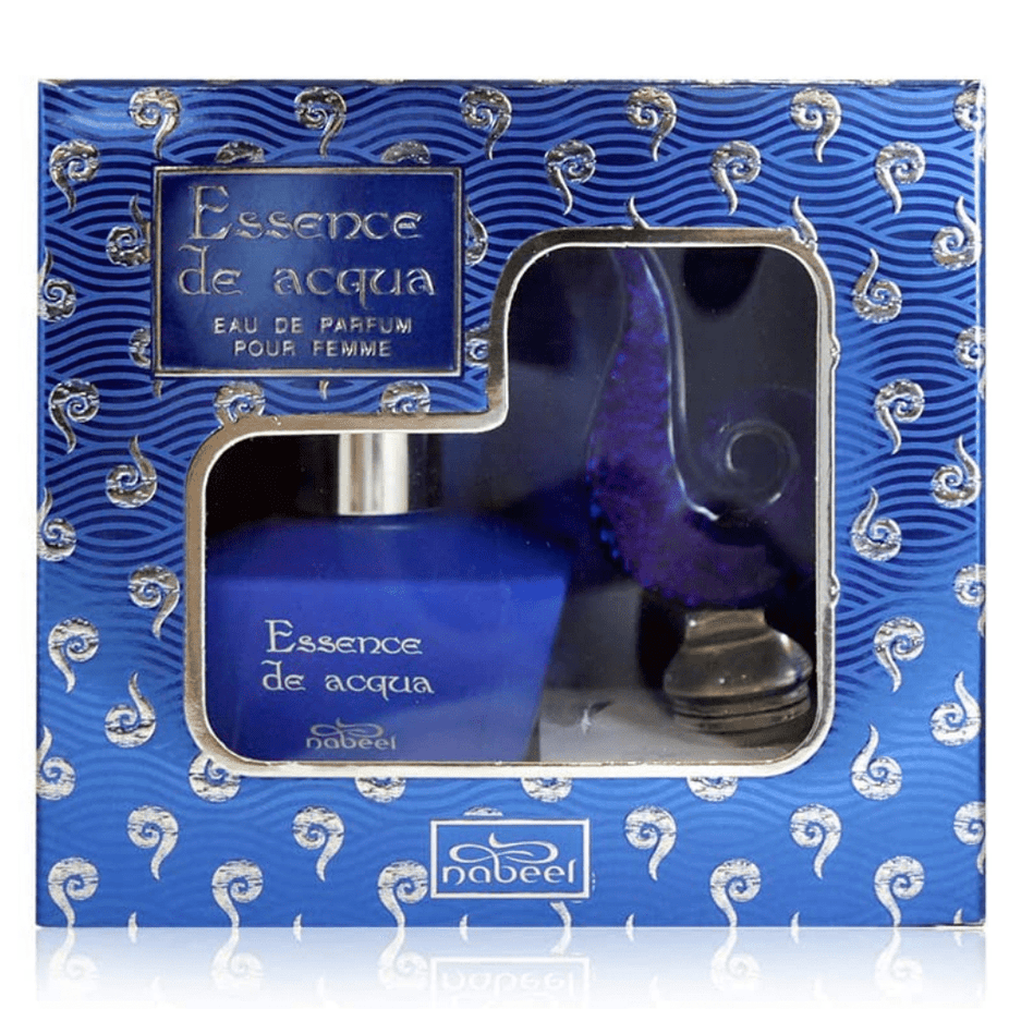 Nabeel Essence de Acqua for Women EDP perfume bottle, 50 ML, with elegant design and floral fragrance branding.