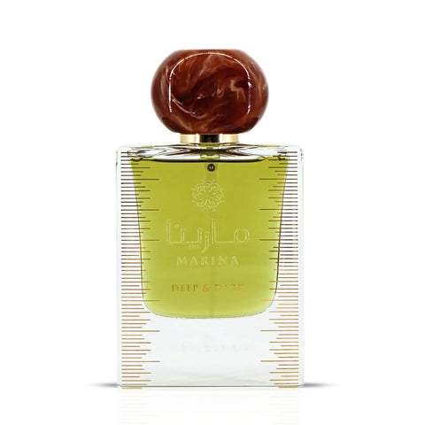 Ard Al Zaafaran Marina Deep & Dark Eau de Parfum spray bottle, 50ml, with elegant black and gold packaging.