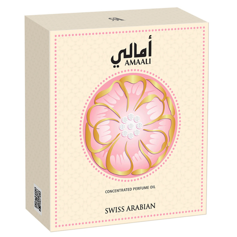 Swiss Arabian Amaali for Women Perfume Oil 15ml, concentrated perfume oil bottle with elegant packaging.