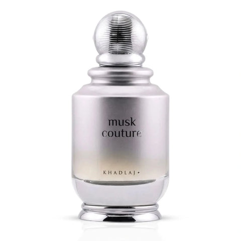Khadlaj Musk Couture Eau de Parfum Spray 100ml bottle with elegant design and fragrance details.