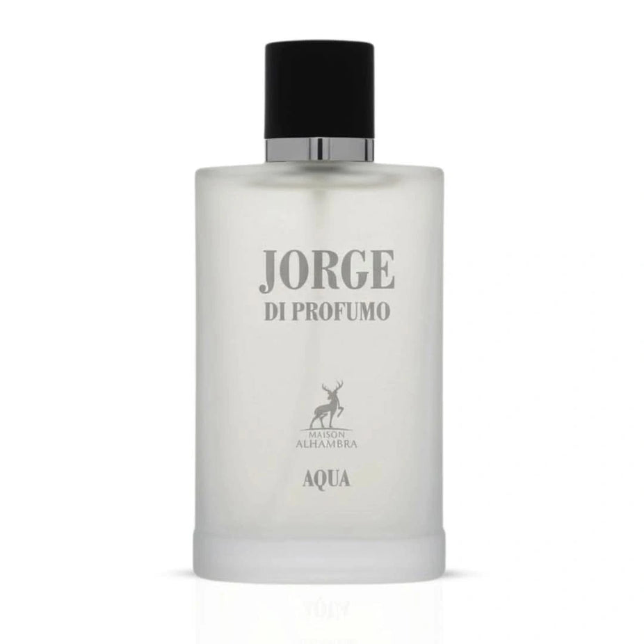 Maison Alhambra Jorge di Profumo Aqua Eau de Parfum spray 100ml bottle, elegant design and label visible.