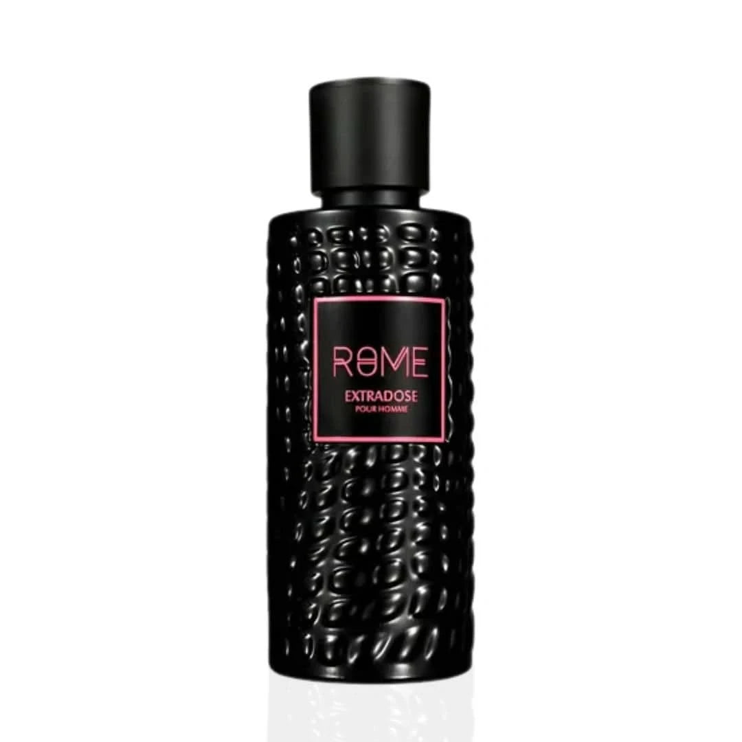 Rome Extradose Pour Homme Eau De Parfum spray by Mast Perfume, 100ml bottle with sleek design and cap on a white background.