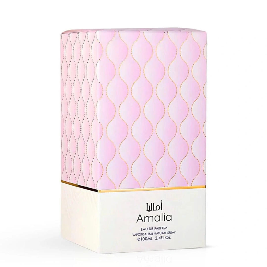 Elite Risala Amalia Eau de Parfum Spray 100ml bottle with elegant design and floral accents on a neutral background.