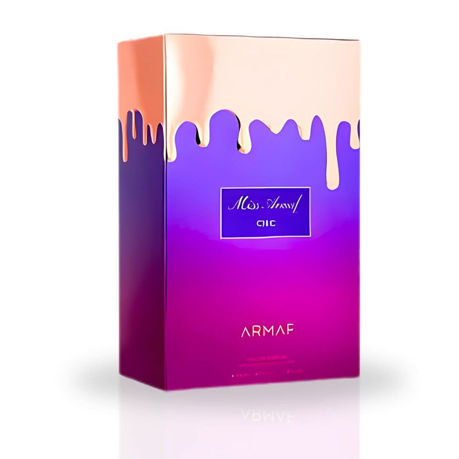 Miss Armaf Chic Eau de Parfum spray bottle by Armaf, 100ml (3.4 oz), with elegant packaging and floral fragrance design.