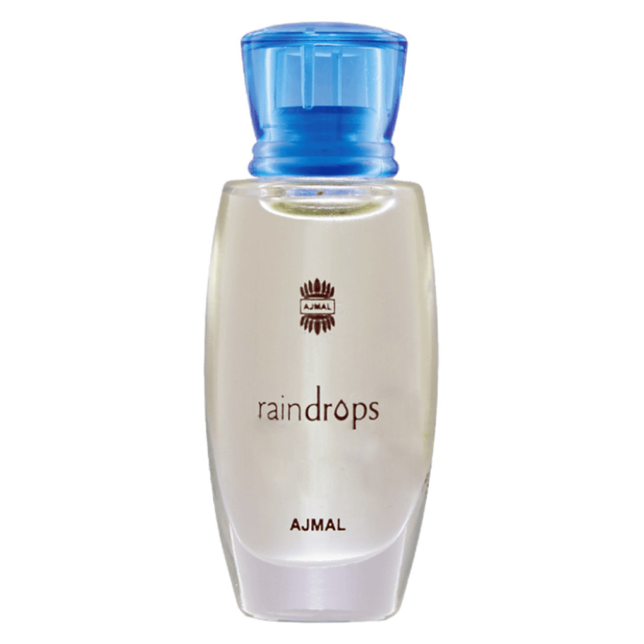 Ajmal Raindrops Perfume Oil in 10ml CPO bottle, featuring a sleek design and clear labeling, designed for concentrated fragrance.