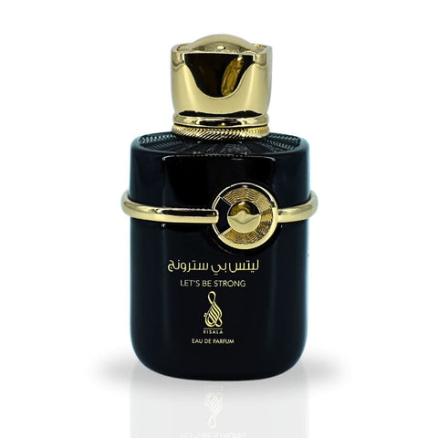 Risala Let's Be Strong Eau de Parfum spray bottle, 100ml, with sleek design and elegant packaging.