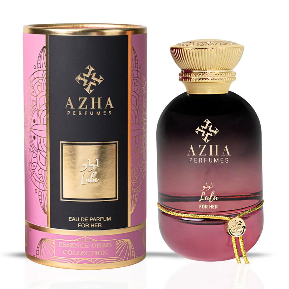 Azha Bariq, Lulu & Al Maha For Her Eau De Parfum collection with three 100ml spray bottles, elegant and luxurious fragrance set