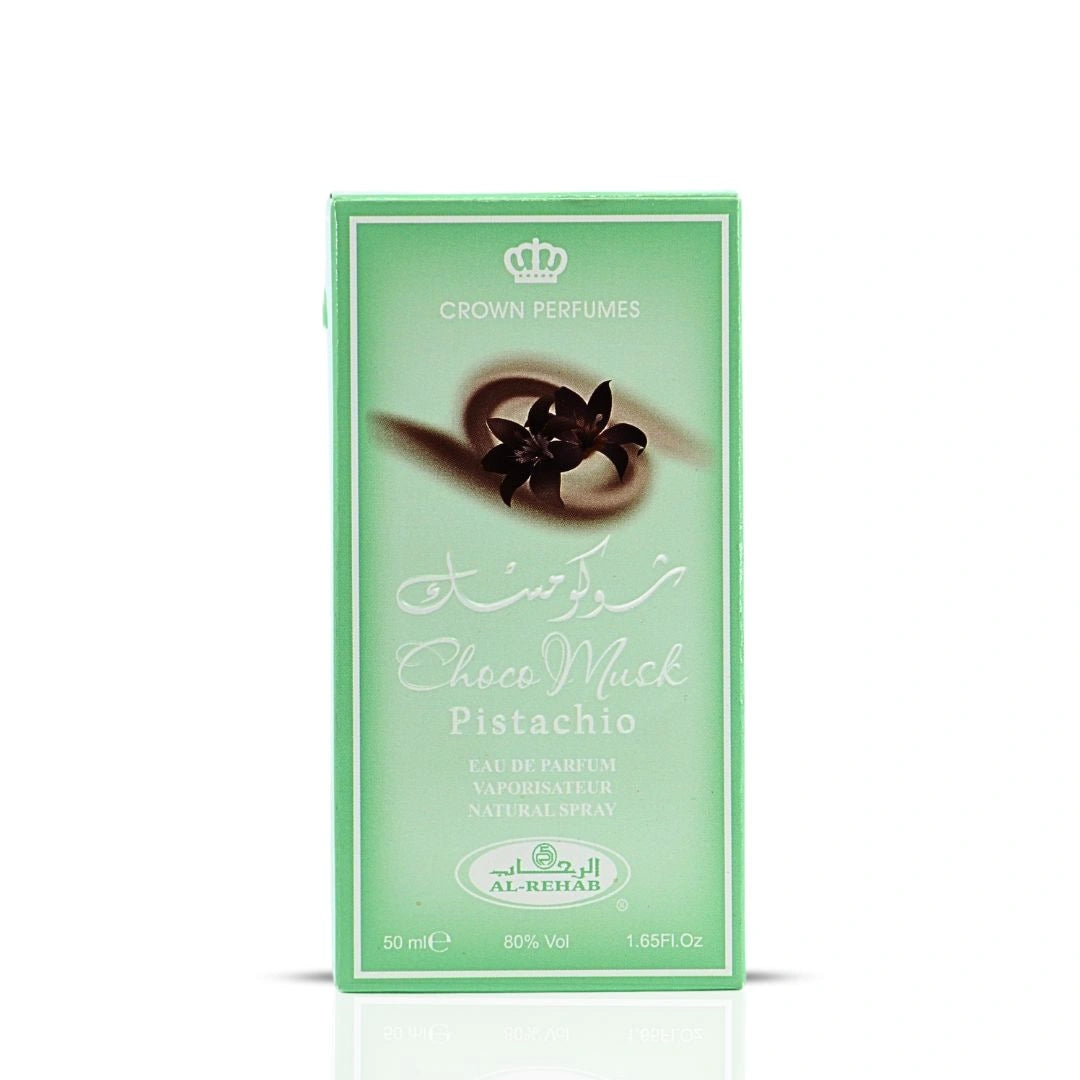Choco Musk Pistachio Eau De Parfum Spray 50ML (1.65 OZ) by Al Rehab | A Nutty Temptation Too Good to Resist - Intense Oud