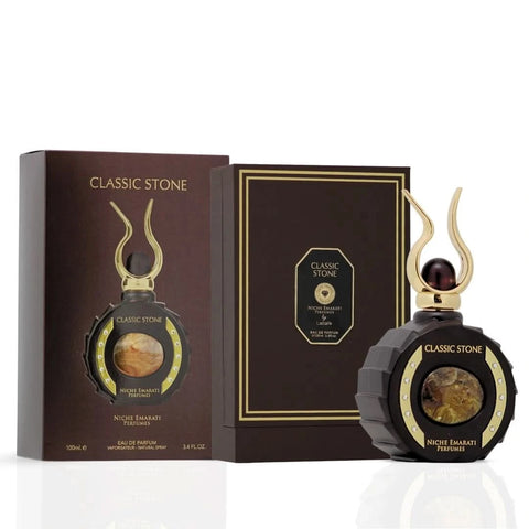 Lattafa Niche Emarati Classic Stone Eau de Parfum spray bottle, 100ml, with elegant packaging and classic design.