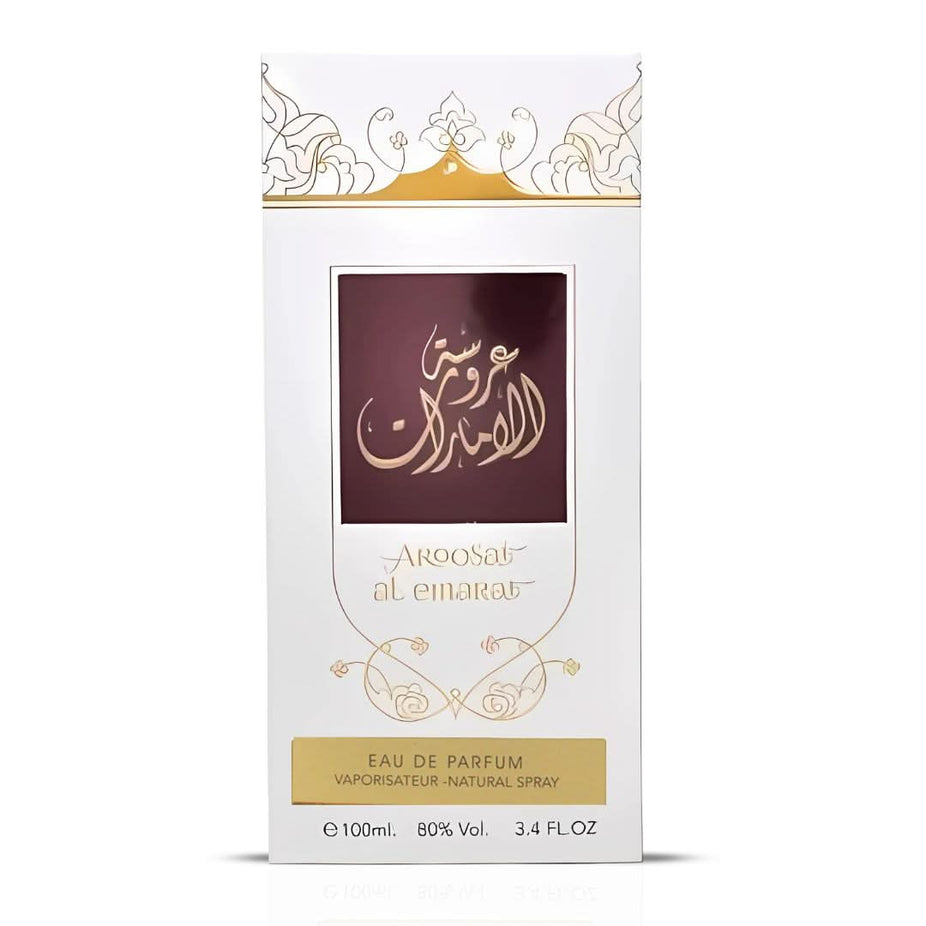 Ard Al Zaafaran Aroosat Al Emarat EDP for women, 100mL bottle with floral and oriental perfume design.