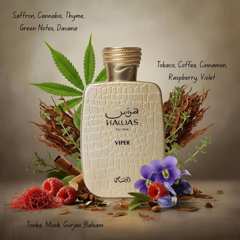Hawas Viper & Hawas Kobra Eau de Parfum Sprays 100ml (3.4 oz) by Rasasi (Bundle)
