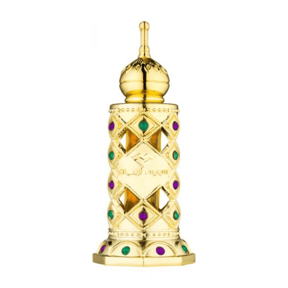 Swiss Arabian Al Ayam concentrated perfume oil in 15ml bottle, featuring elegant packaging and dark amber liquid.