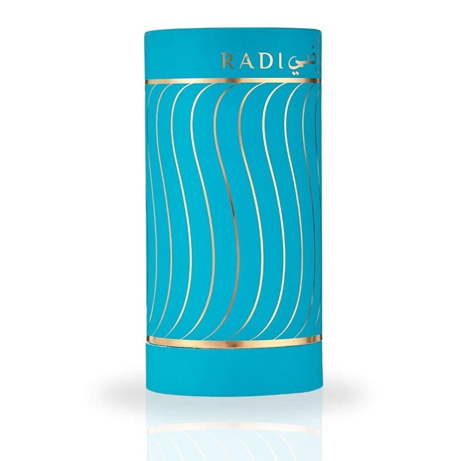 Rasasi Radi EDP spray 100ML, unisex floral fruity perfume bottle with elegant packaging and luxurious design.
