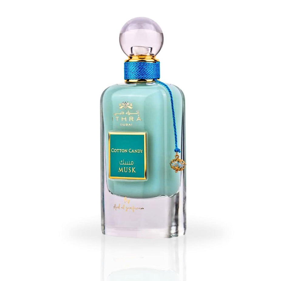 Cotton Candy Eau de Parfum spray by Ard Al Zaafaran, 100ml bottle, with elegant packaging and floral fragrance details.