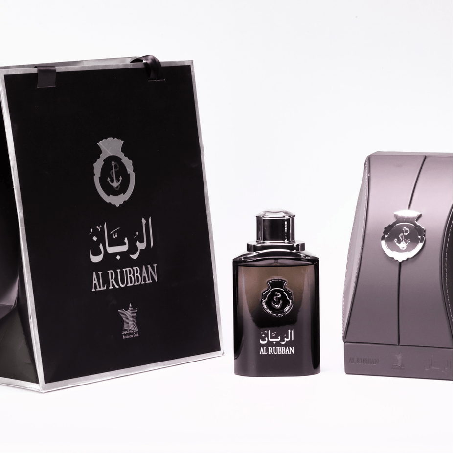 Arabian Oud Al Rubban EDP Eau De Parfum 120ml bottle with elegant packaging and fragrance details.
