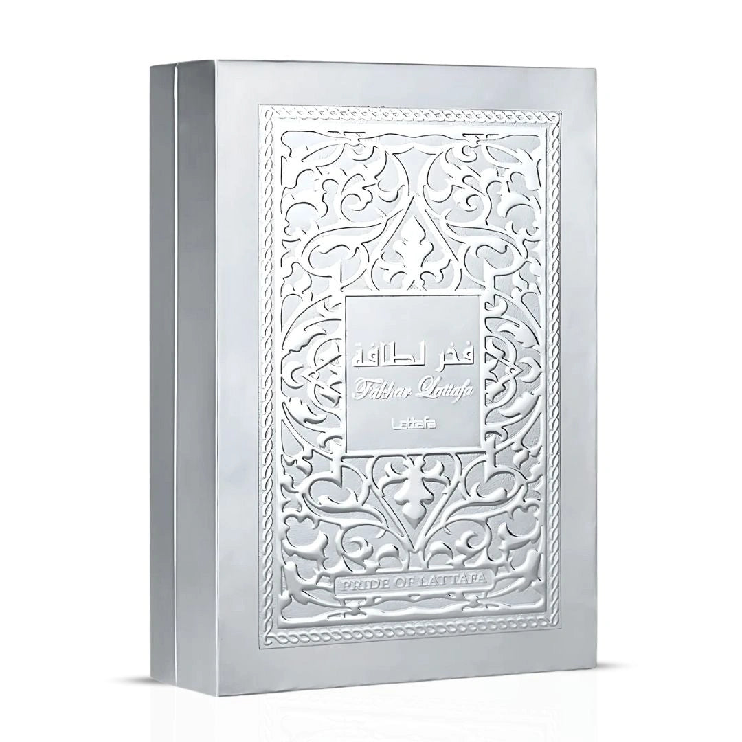 Fakhar Platin Eau de Parfum Spray 100ml (3.4 oz) by Lattafa | A Scent That Never Plays It Safe - Intense Oud