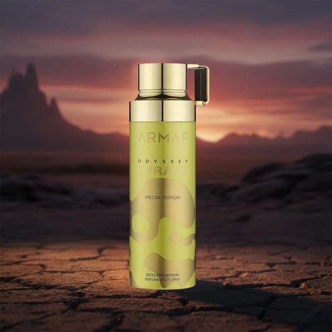 Odyssey Tyrant Special Edition deodorant spray by Armaf, 200ml bottle with a sleek design and spray nozzle.