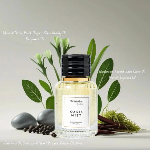 AZHA Oasis Mist & Velvet Whispers perfume spray bundle from Memoire Collection, featuring elegant 100ml bottles.