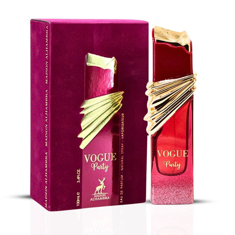 Vogue Party, Vogue Night & Vogue Rouge Eau De Parfum Sprays 100ML (3.4 OZ) by Maison Alhambra | Long-Lasting, Floral, Fresh, Sweet & Inviting Fragrances. (Bundle) - Intense Oud
