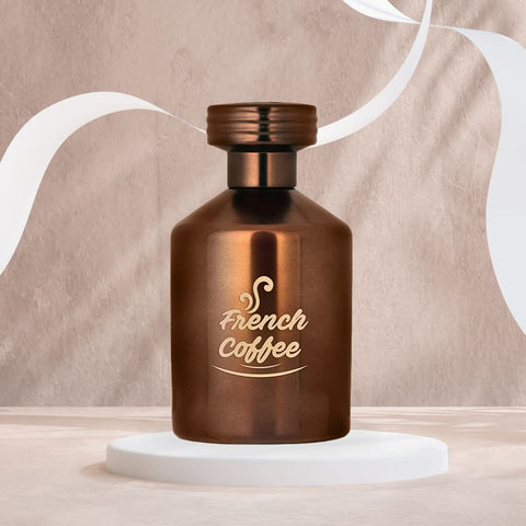 Set of three Al Rehab French Coffee Perfume Eau de Parfum sprays, 100ml each, in a value pack with elegant bottle designs.
