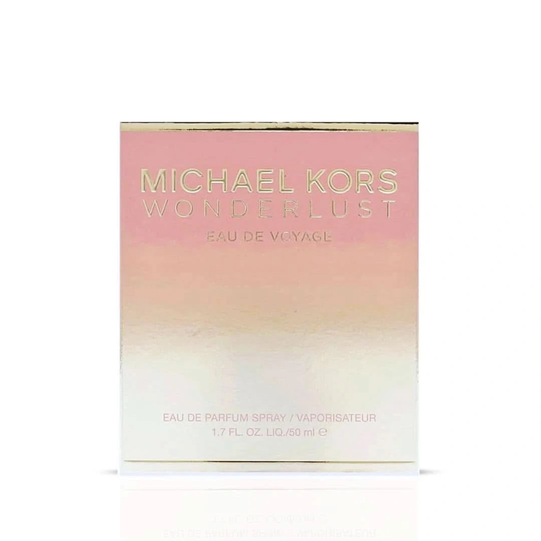 Michael Kors Wonderlust Eau de Parfum spray bottle, 50ml, with elegant packaging and floral fragrance details.