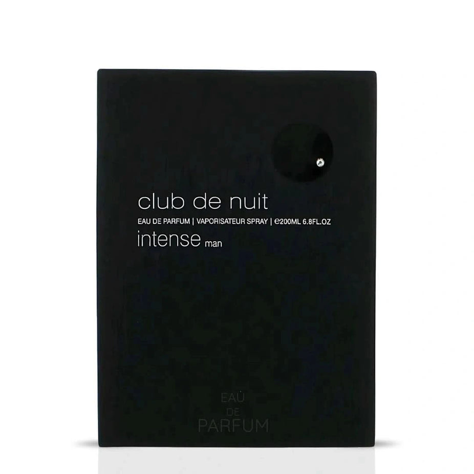Armaf Club De Nuit Intense Man Eau de Parfum spray 200ml bottle with sleek black design and label details.