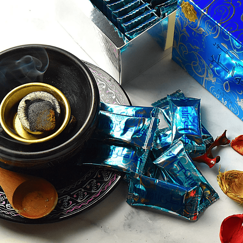 Nabeel Khawatir Mini Bakhoor set with three 36g packs, traditional aromatic incense for home fragrance.