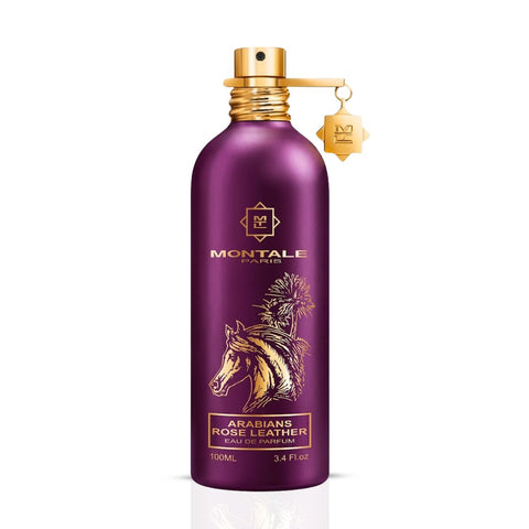 Montale Arabians Rose Leather Eau de Parfum spray 100ml bottle with elegant packaging and floral rose and leather notes.