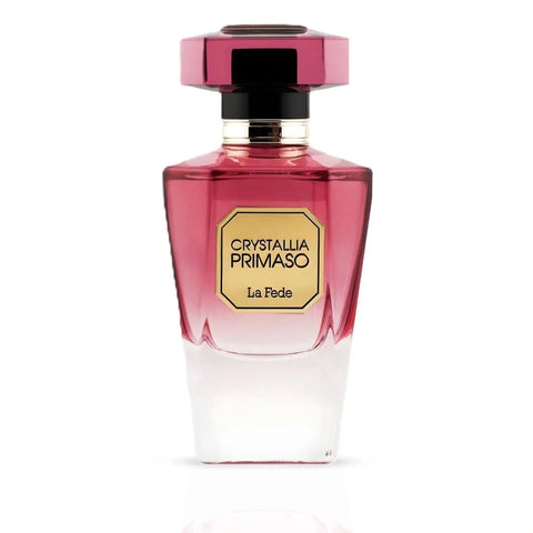 Khadlaj La Fede Crystallia Primaso Eau de Parfum spray 100ml, showcasing the elegant bottle with a crystal-like design.
