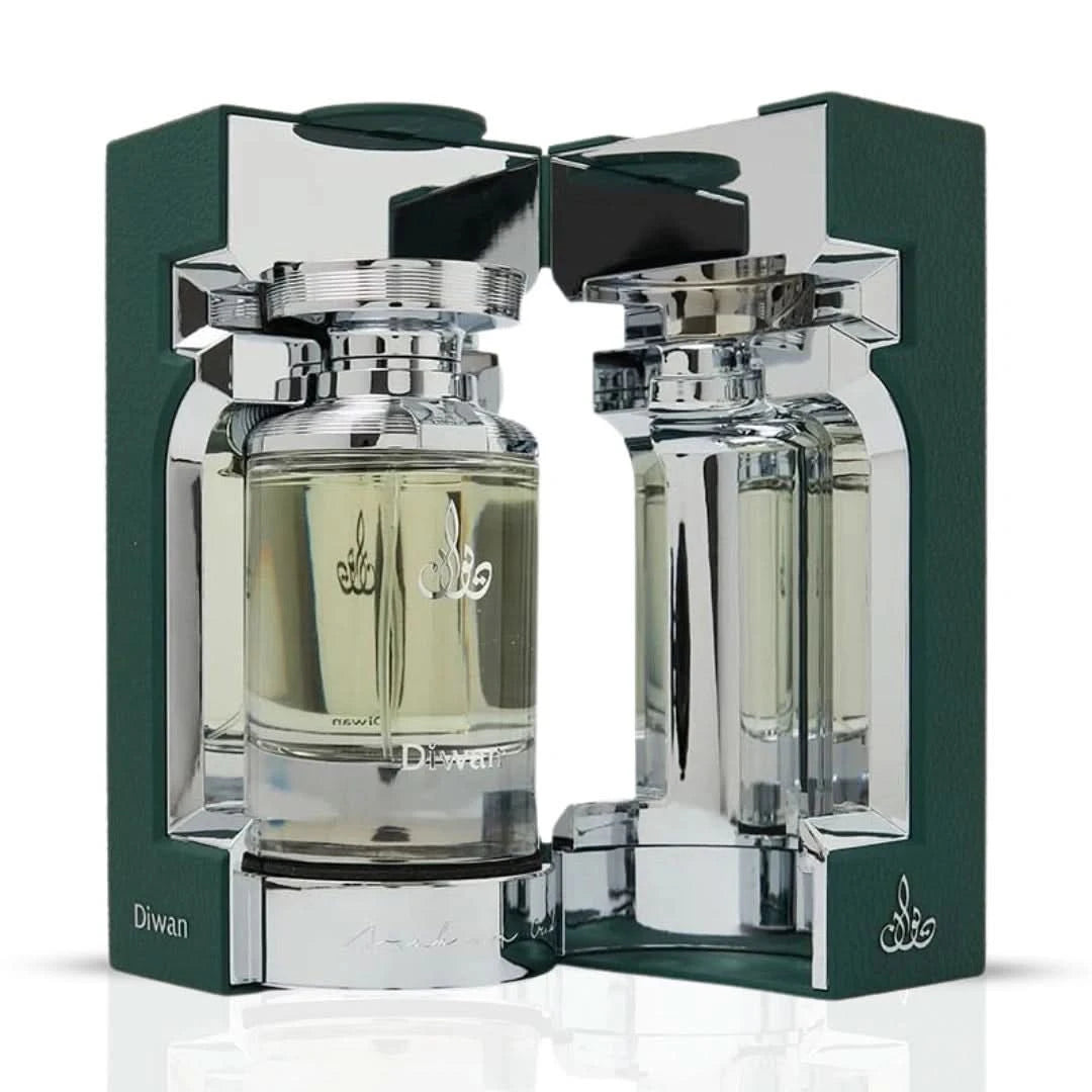 Arabian Oud Diwan Eau de Parfum spray 100ml bottle with elegant design and floral fragrance visible in the image.