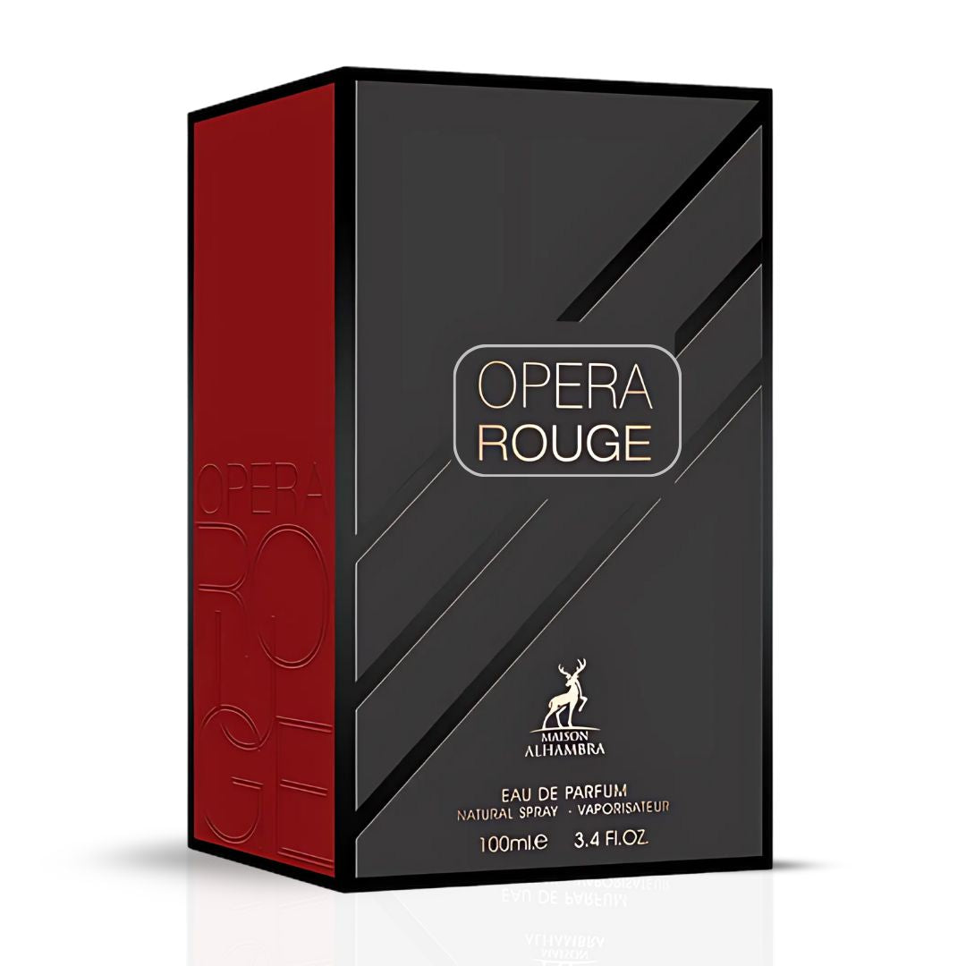 Opera Rouge Eau De Parfum Spray 100ML (3.4 OZ) by Maison Alhambra | A Playful Blend of Fruity, Floral, & Creamy Warmth. - Intense Oud