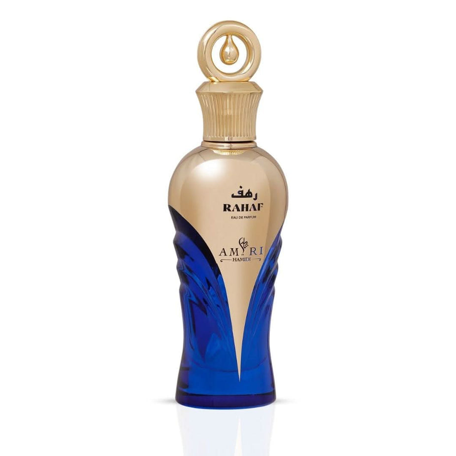 Hamidi Amiri Rahaf Eau de Parfum spray 100ml bottle with sleek packaging and elegant design.