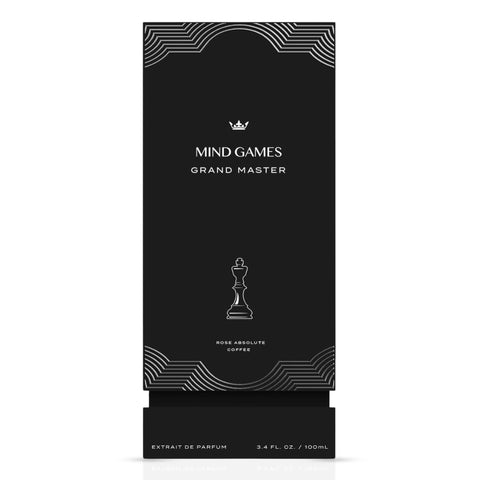 Mind Games Grand Master Extrait de Parfum 100ml EDP bottle with elegant packaging and sleek design.
